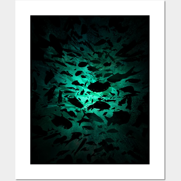 Ocean Fish Swimming in The Deep Blue Wall Art by Area31Studios